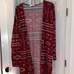 Tribal Print Open Front Duster Cardigan Size M